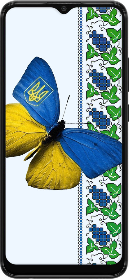 Силіконовий чехол Жовто-блакитний метелик  для Samsung Galaxy A03 A035F - 1054u-2499 изображение 
