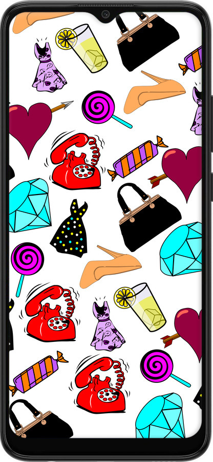 Силиконовый чехол stickers для Samsung Galaxy A03 A035F - 4757u-2499 изображение 