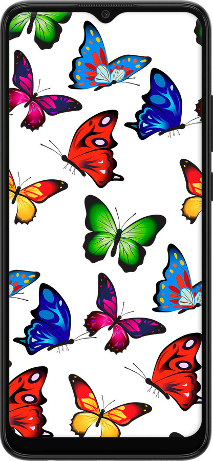 Силиконовый чехол Красочные мотыльки для Samsung Galaxy A03 A035F - 4761u-2499 изображение 