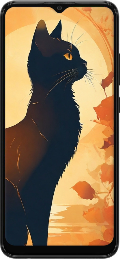 Силиконовый чехол Черная кошка v2 для Samsung Galaxy A03 A035F - 5830u-2499 изображение 