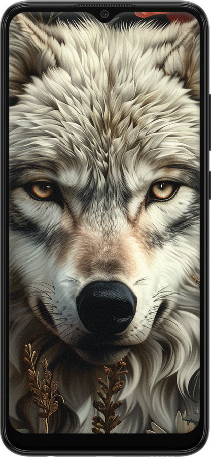 Силиконовый чехол Волчий взгляд для Samsung Galaxy A03 A035F - 6066u-2499 изображение 