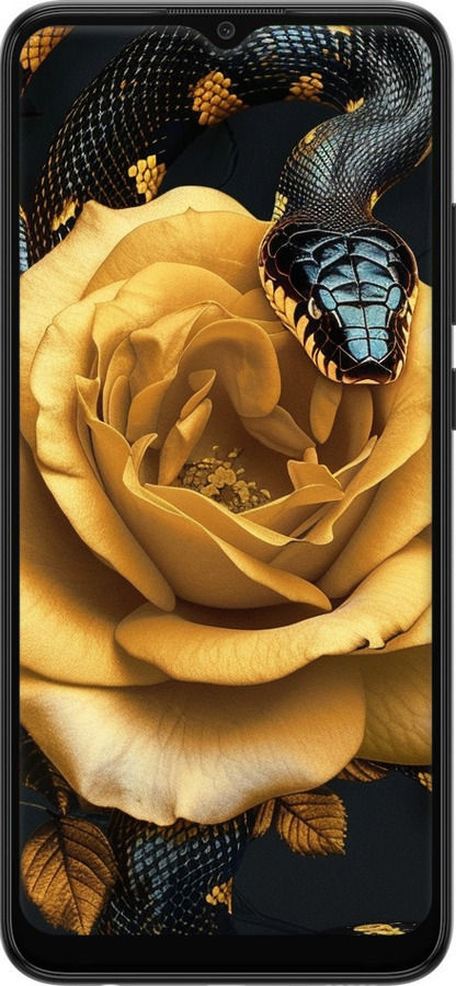 Силиконовый чехол Black snake and golden rose для Samsung Galaxy A03 A035F - 6068u-2499 изображение 