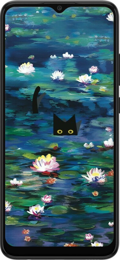 Силіконовий чехол с изображением водяных лилий и кошек для Samsung Galaxy A03 A035F - 6257u-2499 изображение 