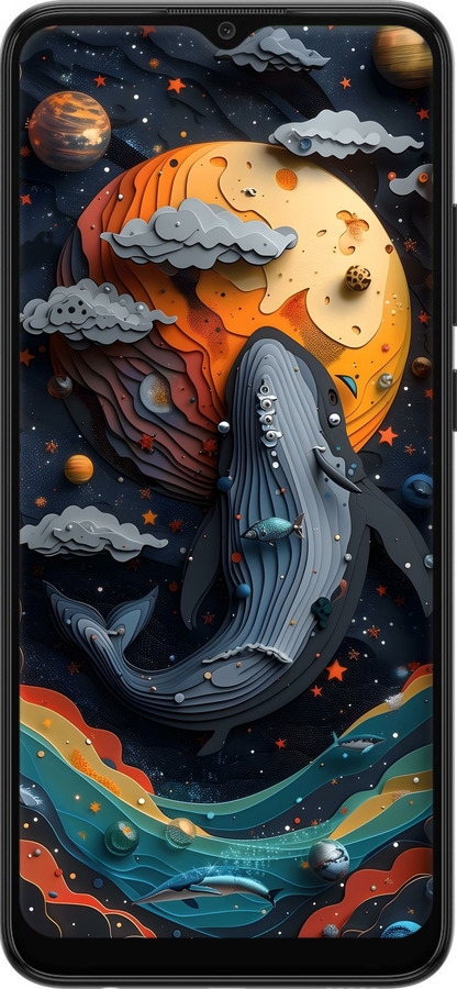 Силиконовый чехол Кит в космосе для Samsung Galaxy A03 A035F - 6328u-2499 изображение 