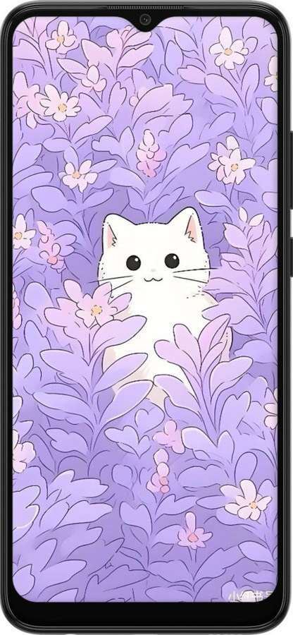 Силиконовый чехол Котик в цветах для Samsung Galaxy A03 A035F - 6390u-2499 изображение 