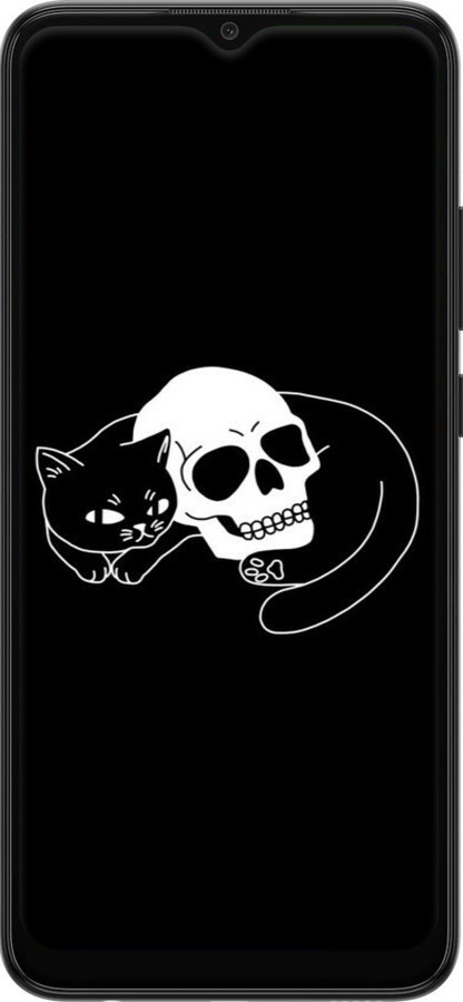 Силиконовый чехол С изображением кота и черепа для Samsung Galaxy A03 A035F - 6491u-2499 изображение 