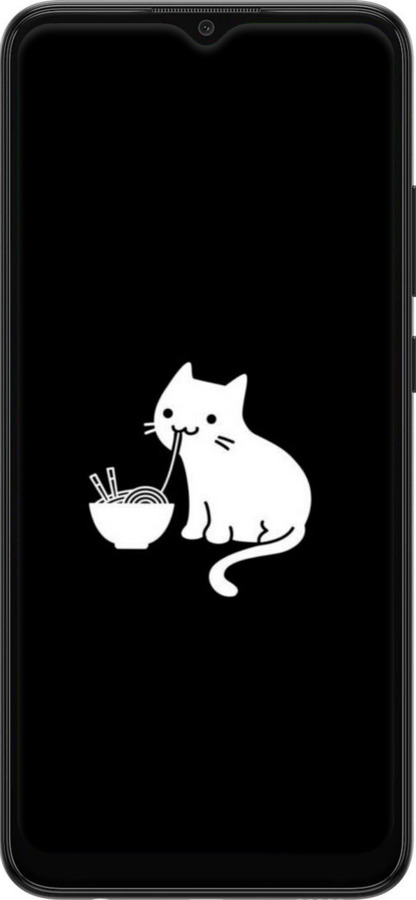 Силиконовый чехол С милым котом на черном фоне для Samsung Galaxy A03 A035F - 6528u-2499 изображение 