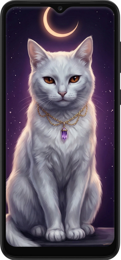 TPU чехол Mystic White Cat Gothic Dark Purple Gold для Samsung Galaxy A03 Core A032F - 6805b-2539 изображение 