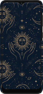 3D пластиковый матовый чехол Celestial Harmony: Sun & Moon Gold Mystic Pattern для Samsung Galaxy A03 Core A032F - 6778m-2539 изображение 