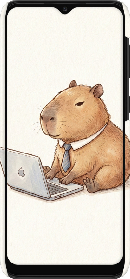 3D пластиковий матовий чехол Funny Capybara CEO Working для Samsung Galaxy A03 Core A032F - 6777m-2539 изображение 