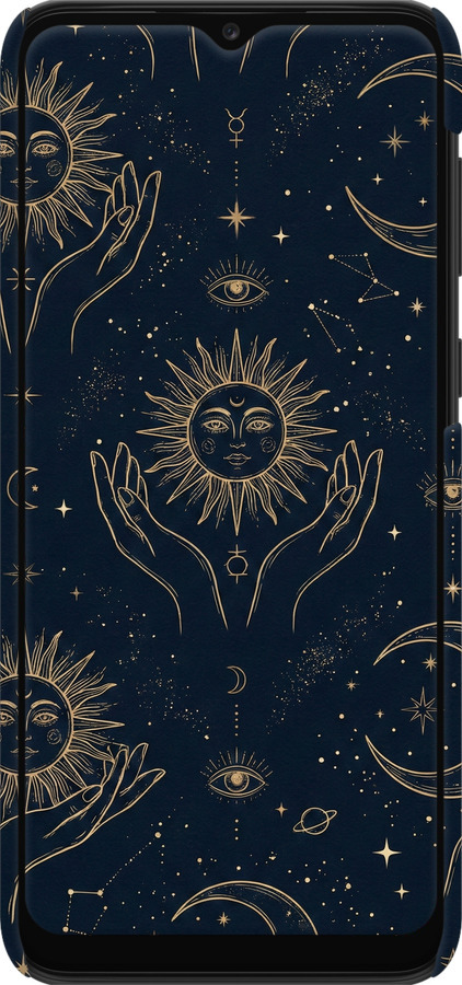 3D пластиковый матовый чехол Celestial Harmony: Sun & Moon Gold Mystic Pattern для Samsung Galaxy A03 Core A032F - 6778m-2539 изображение 