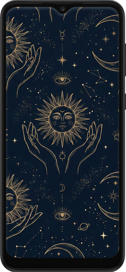 Силиконовый чехол Celestial Harmony: Sun & Moon Gold Mystic Pattern для Samsung Galaxy A03 Core A032F - 6778u-2539 изображение 