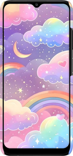 3D пластиковый матовый чехол Облака и радуга для Samsung Galaxy A03s A037F - 6312m-2381 изображение 