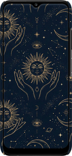 3D пластиковый матовый чехол Celestial Harmony: Sun & Moon Gold Mystic Pattern для Samsung Galaxy A03s A037F - 6778m-2381 изображение 