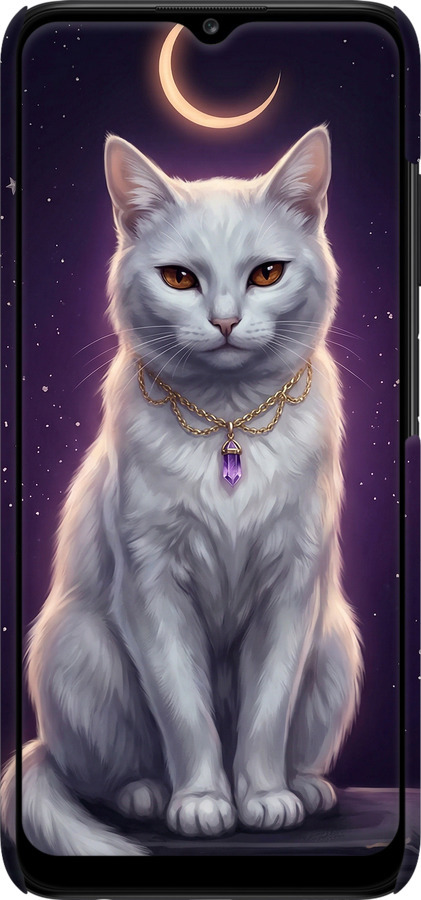 3D пластиковый матовый чехол Mystic White Cat Gothic Dark Purple Gold для Samsung Galaxy A03s A037F - 6805m-2381 изображение 