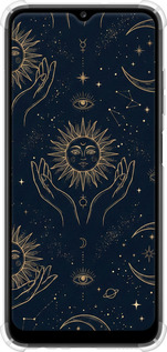 Силикон с усиленными углами чехол Celestial Harmony: Sun & Moon Gold Mystic Pattern для Samsung Galaxy A03s A037F - 6778sp-2381 изображение 
