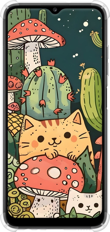Силикон с усиленными углами чехол Коты грибы для Samsung Galaxy A03s A037F - 6321sp-2381 изображение 