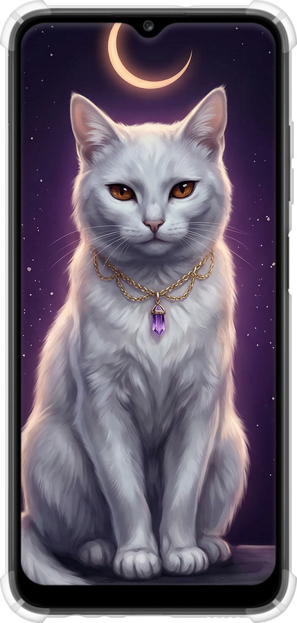 Силикон с усиленными углами чехол Mystic White Cat Gothic Dark Purple Gold для Samsung Galaxy A03s A037F - 6805sp-2381 изображение 