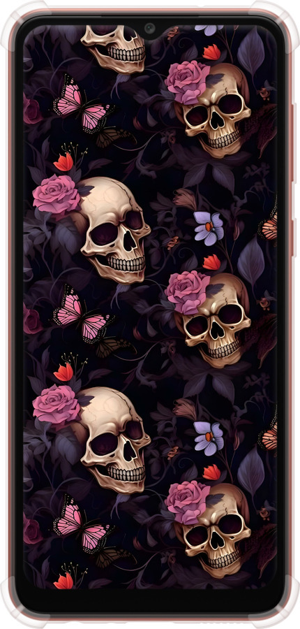 Силикон с усиленными углами чехол Черепа и розы для Samsung Galaxy A04 A045F - 6316sp-2831 изображение 