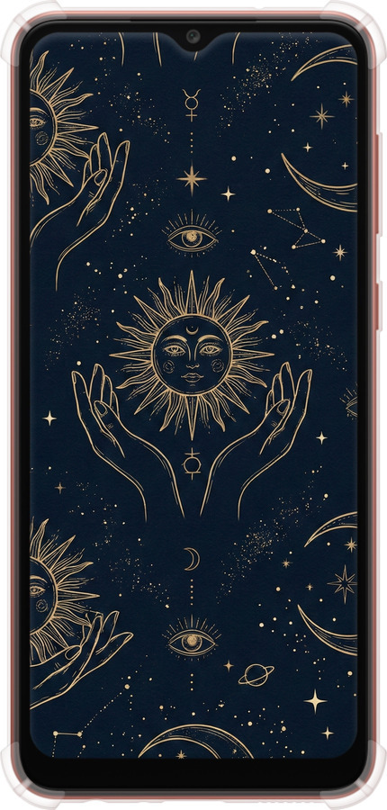 Силіконовий протиударний с посиленими кутами чехол Celestial Harmony: Sun & Moon Gold Mystic Pattern для Samsung Galaxy A04 A045F - 6778sp-2831 изображение 