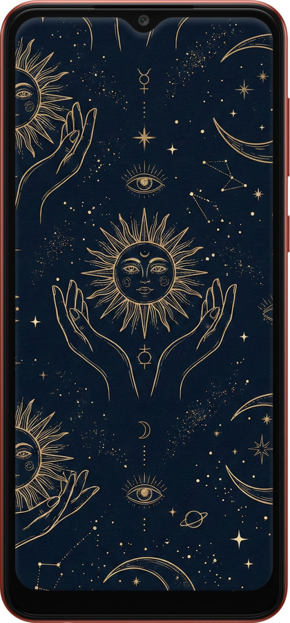 Силиконовый чехол Celestial Harmony: Sun & Moon Gold Mystic Pattern для Samsung Galaxy A04 A045F - 6778u-2831 изображение 