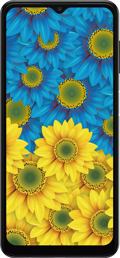 TPU чехол Жёлто-голубые цветы для Samsung Galaxy A04s - 1048b-2877 изображение 
