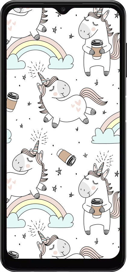 TPU чехол Единорог и кофе для Samsung Galaxy A13 5G - 4661b-3853 изображение 