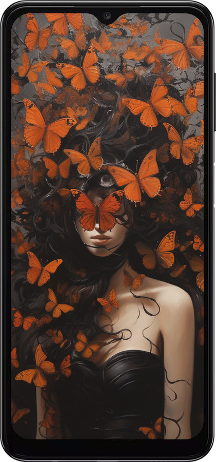TPU чехол Девушка с оранжевыми бабочками для Samsung Galaxy A04s - 5941b-2877 изображение 
