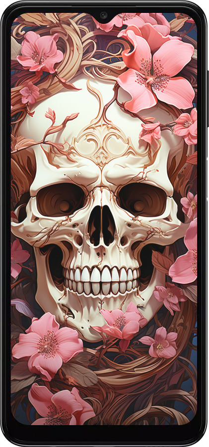 TPU чехол Череп в розовых цветах для Samsung Galaxy A04s - 5965b-2877 изображение 