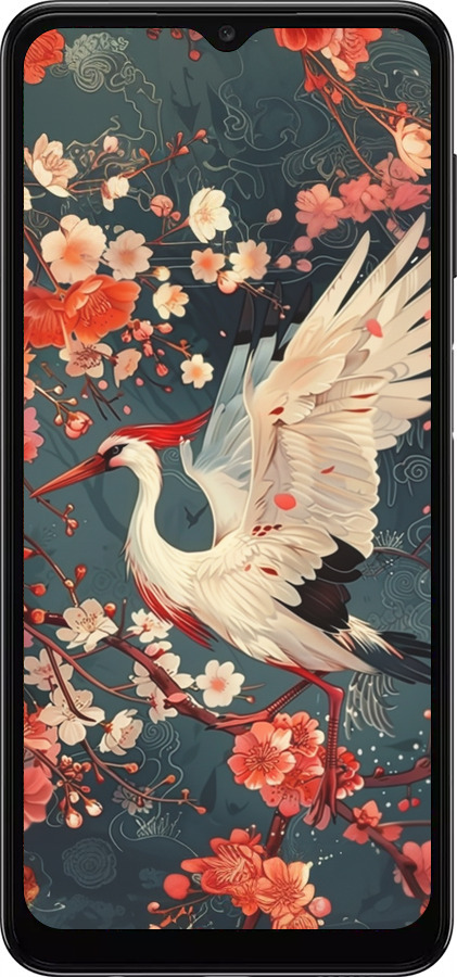 TPU чехол Сакура и аист для Samsung Galaxy A04s - 6108b-2877 изображение 