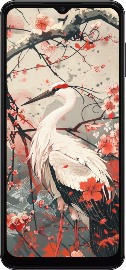 TPU чехол Аист в цвету сакуры для Samsung Galaxy A04s - 6109b-2877 изображение 