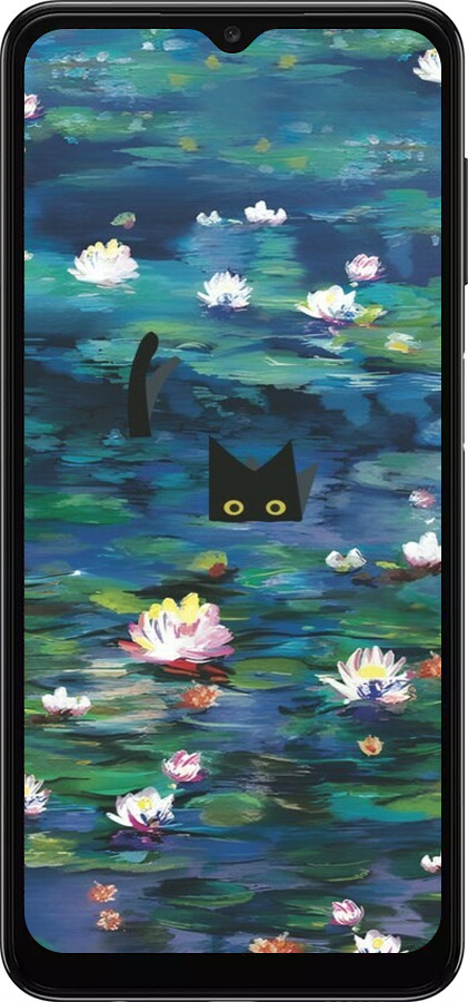 TPU чехол с изображением водяных лилий и кошек для Samsung Galaxy A04s - 6257b-2877 изображение 