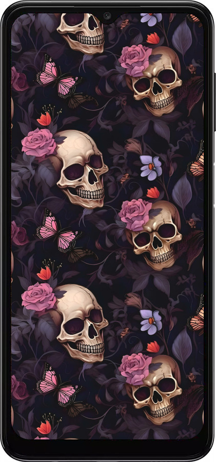 TPU чехол Черепа и розы для Samsung Galaxy A04s - 6316b-2877 изображение 