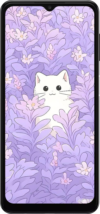 TPU чехол Котик в цветах для Samsung Galaxy A04s - 6390b-2877 изображение 