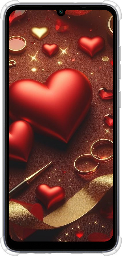 Силикон с усиленными углами чехол Сердечки v3 для Samsung Galaxy A05 - 5833sp-3355 изображение 