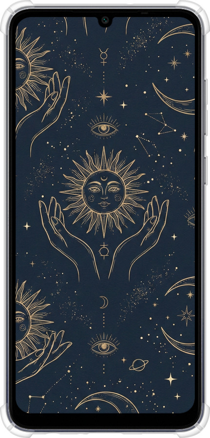 Силіконовий протиударний с посиленими кутами чехол Celestial Harmony: Sun & Moon Gold Mystic Pattern для Samsung Galaxy A05 - 6778sp-3355 изображение 
