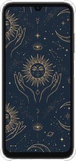 Силикон с усиленными углами чехол Celestial Harmony: Sun & Moon Gold Mystic Pattern для Samsung Galaxy A05s - 6778sp-3356 изображение 