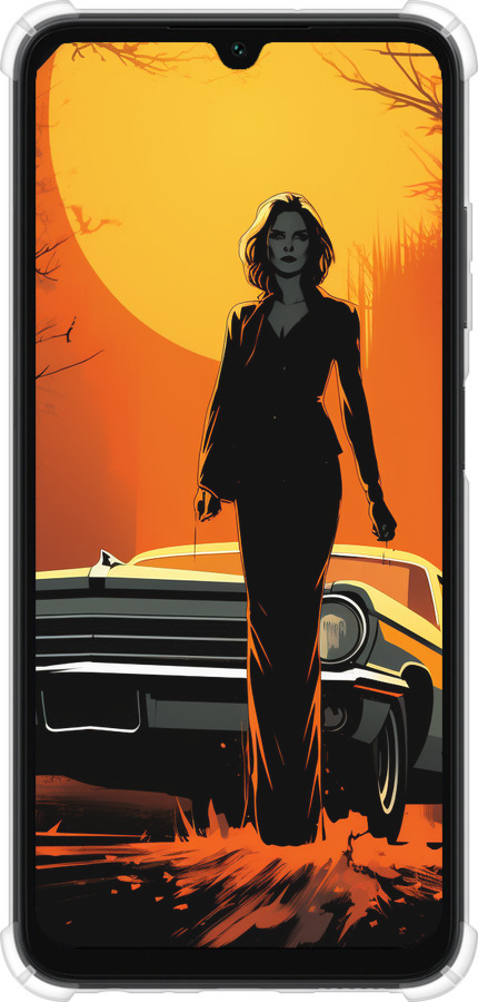 Силіконовий протиударний с посиленими кутами чехол Чохол для телефону Дівчина біля автомобіля для Samsung Galaxy A05s - 5946sp-3356 изображение 