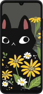 Силіконовий чехол Чорний кіт з квітами для Samsung Galaxy A05s - 6448u-3356 изображение 