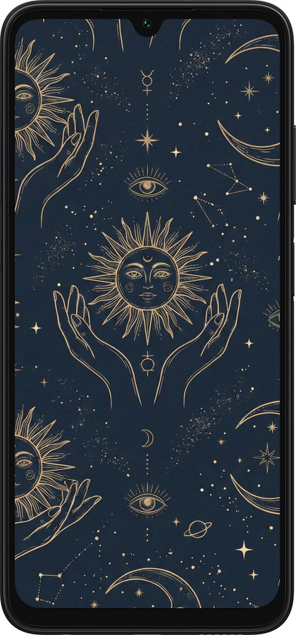 Силіконовий чехол Celestial Harmony: Sun & Moon Gold Mystic Pattern для Samsung Galaxy A05s - 6778u-3356 изображение 