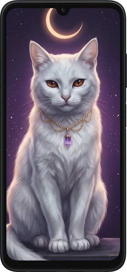 Силіконовий чехол Mystic White Cat Gothic Dark Purple Gold для Samsung Galaxy A05s - 6805u-3356 изображение 
