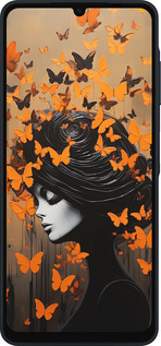 Силиконовый чехол Чехол для телефона Девушка с оранжевыми бабочками для Samsung Galaxy A06 4G - 5940u-3776 изображение 