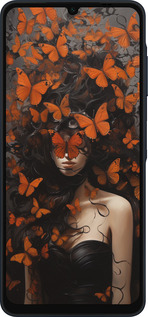 Силіконовий чехол Дівчина з помаранчевими метеликами для Samsung Galaxy A06 4G - 5941u-3776 изображение 