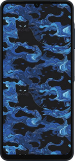 Силіконовий чехол Візерунок чорних котів на блакитному фоні для Samsung Galaxy A06 4G - 6525u-3776 изображение 