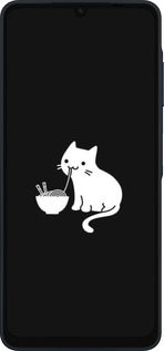 Силиконовый чехол С милым котом на черном фоне для Samsung Galaxy A06 4G - 6528u-3776 изображение 