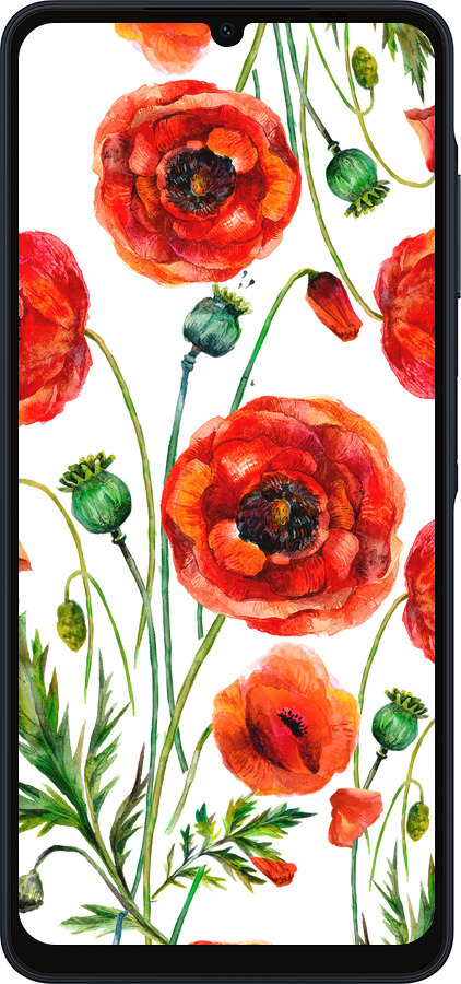 Силиконовый чехол Нарисованные маки для Samsung Galaxy A06 4G - 4278u-3776 изображение 