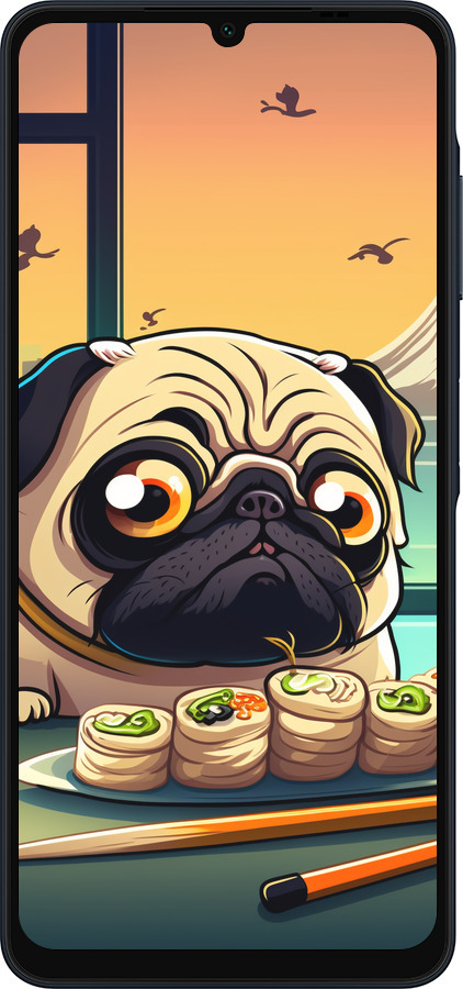 Силіконовий чехол Мопс і суші для Samsung Galaxy A06 4G - 5588u-3776 изображение 