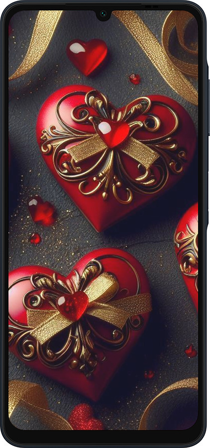 Силиконовый чехол Сердечки v4 для Samsung Galaxy A06 4G - 5834u-3776 изображение 