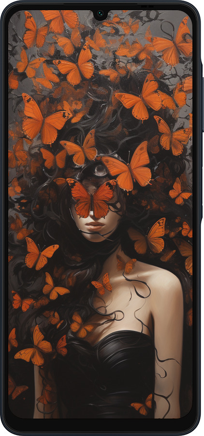 Силіконовий чехол Дівчина з помаранчевими метеликами для Samsung Galaxy A06 4G - 5941u-3776 изображение 