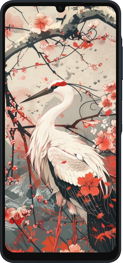 Силиконовый чехол Аист в цвету сакуры для Samsung Galaxy A06 4G - 6109u-3776 изображение 